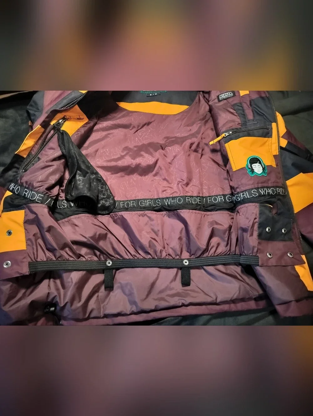 NEW Nikita snowboarding Hooded Snow Skirt Jacket Orange Dark Plum, Black, Medium - Picture 7 of 9